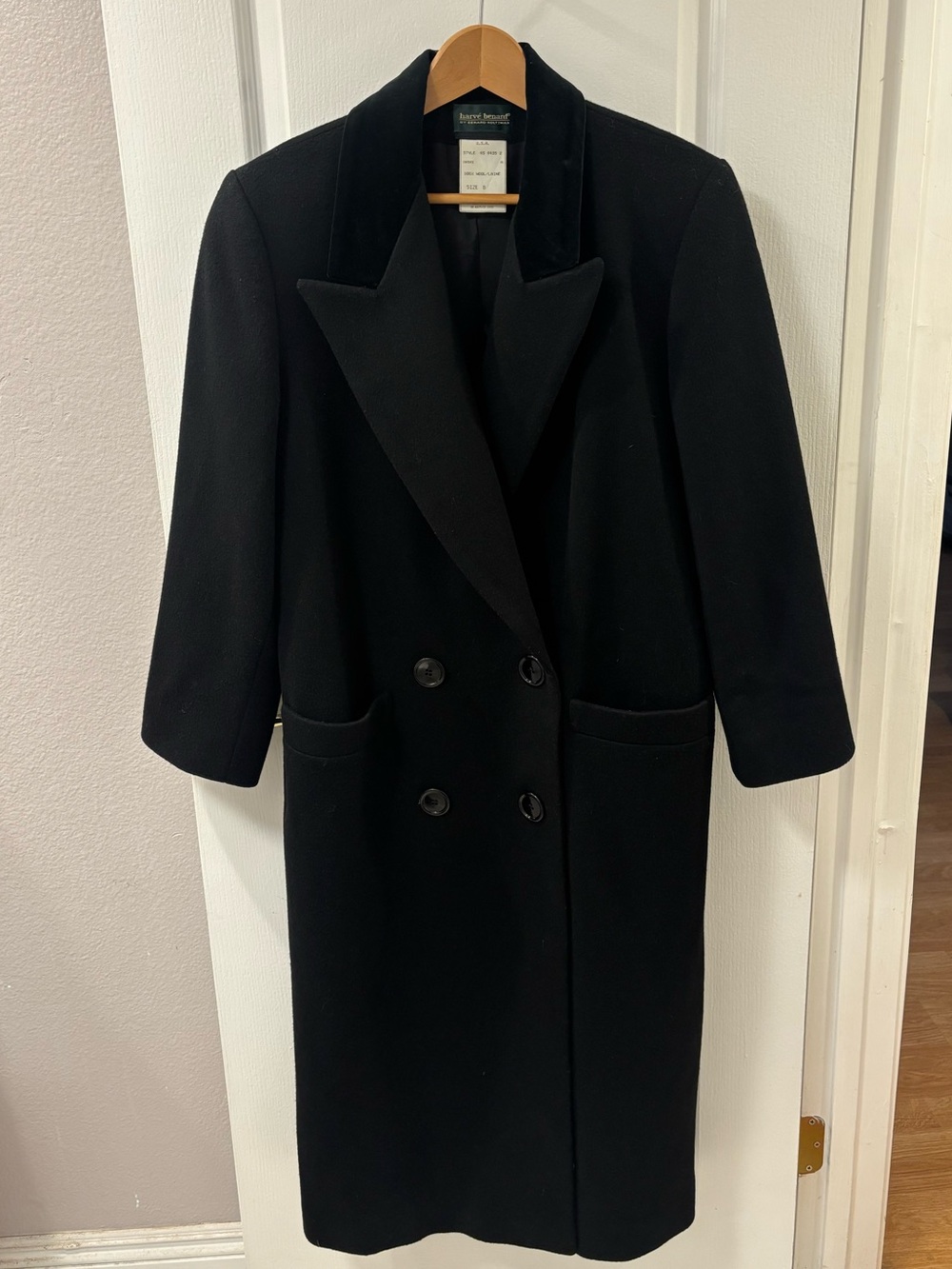 Vintage 80s Harve Benard Wool Classic Double-Breasted Pea Coat Dark Academia 8